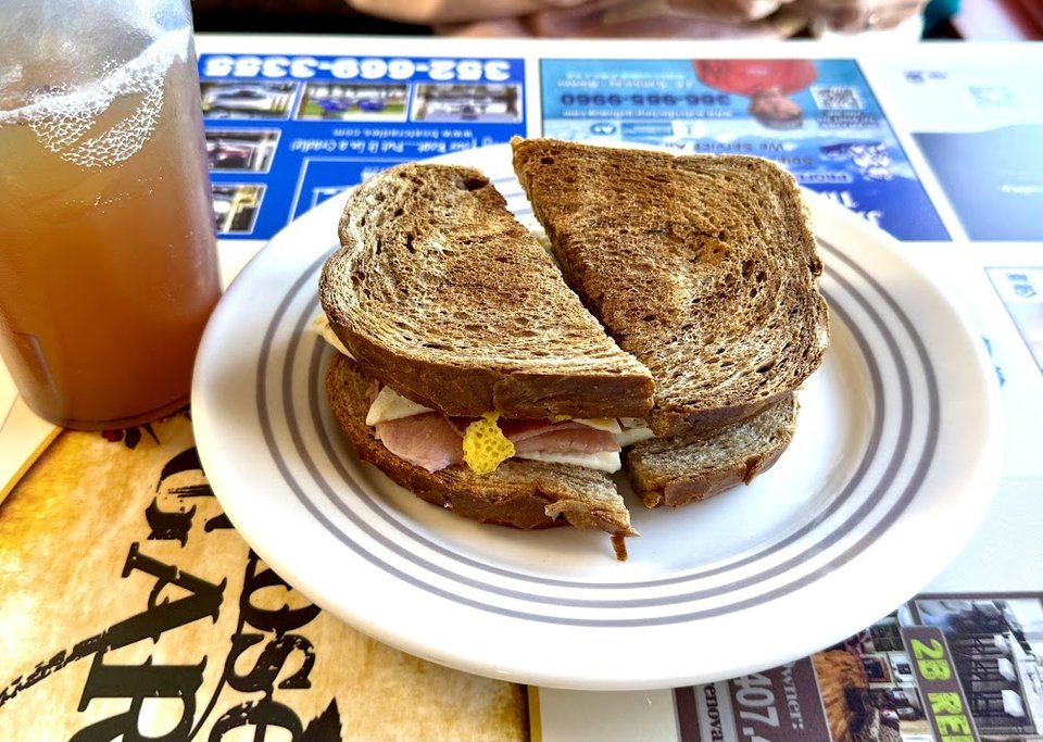 Breakfast Sandwich and Iced Tea